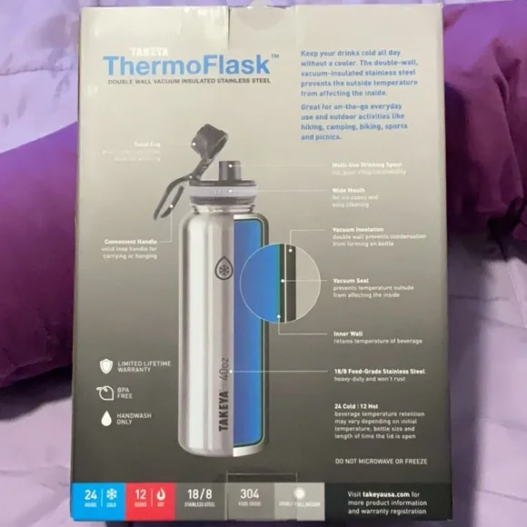 Takeya Stainless Steel Water Bottles - stainless steel 40oz NWOT - Picture 2 of 3